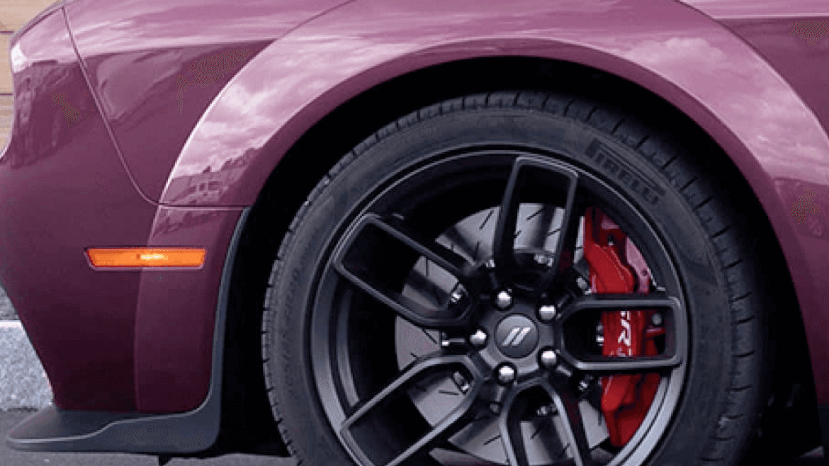 The break system of a 2021 Dodge Challenger.