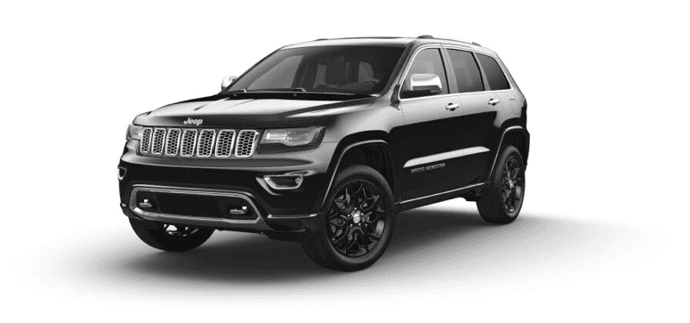 2021 Jeep Grand Cherokee Overland in the color Diamond Black Crystal Pearl-Coat
