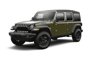 2021 4-Door Jeep Wrangler Willys in the color military green