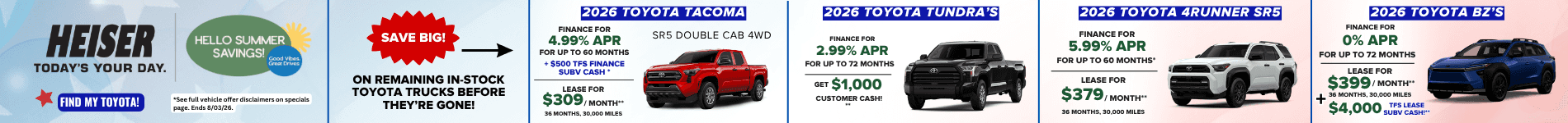 New Toyota Vehicles
