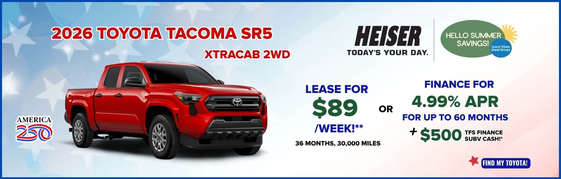 Finance for 4.99% APR for up to 60 months + $500 TFS Finance SUBV Cash* OR Lease for only $89/week!**
