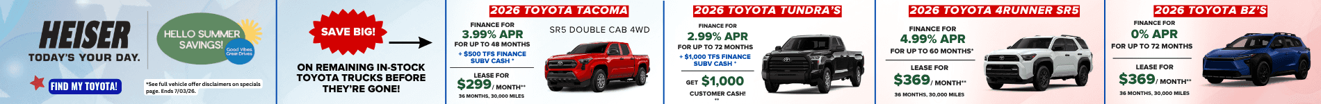 New Toyota Specials