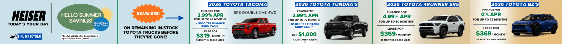 New Toyota Vehicle Specials