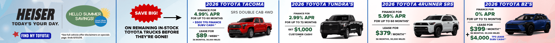 New Toyota Vehicles