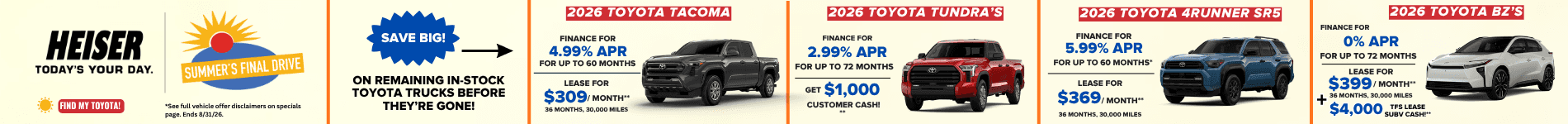 New Toyota Vehicle Specials