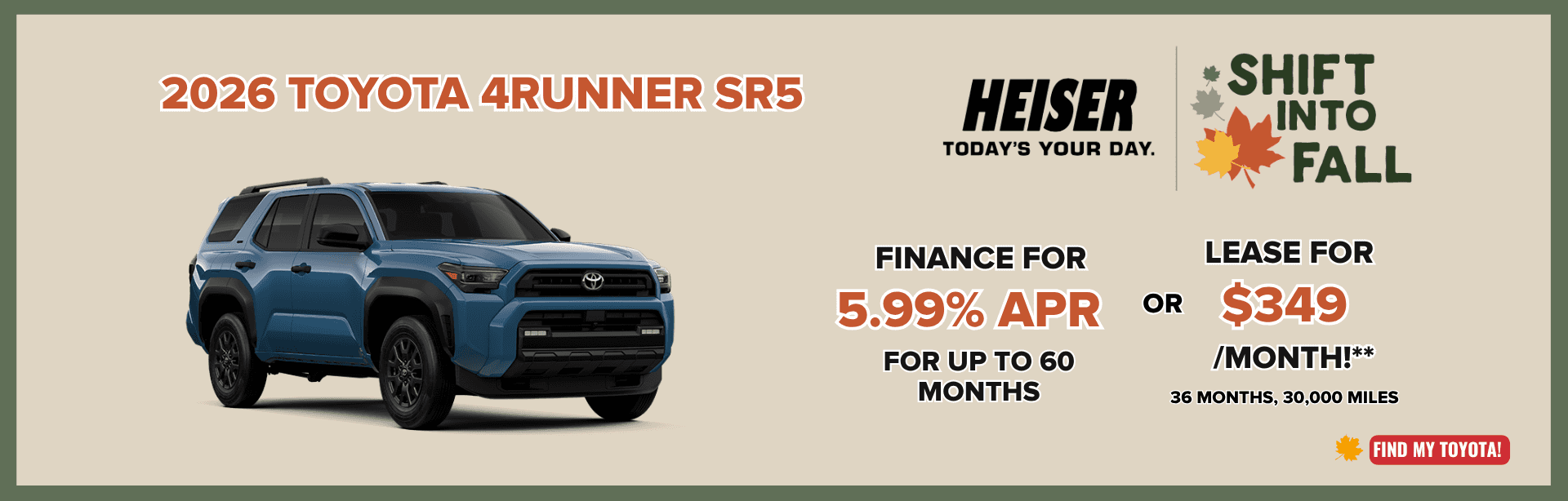 Finance for 5.99% APR for up to 60 months!* OR Lease for only $349/month!**