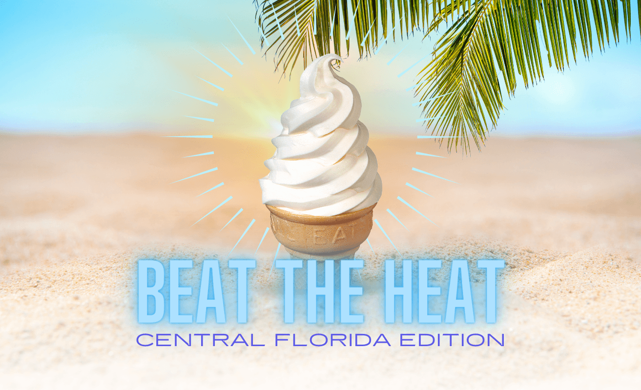 An ice cream cone above "Beat the Heat"