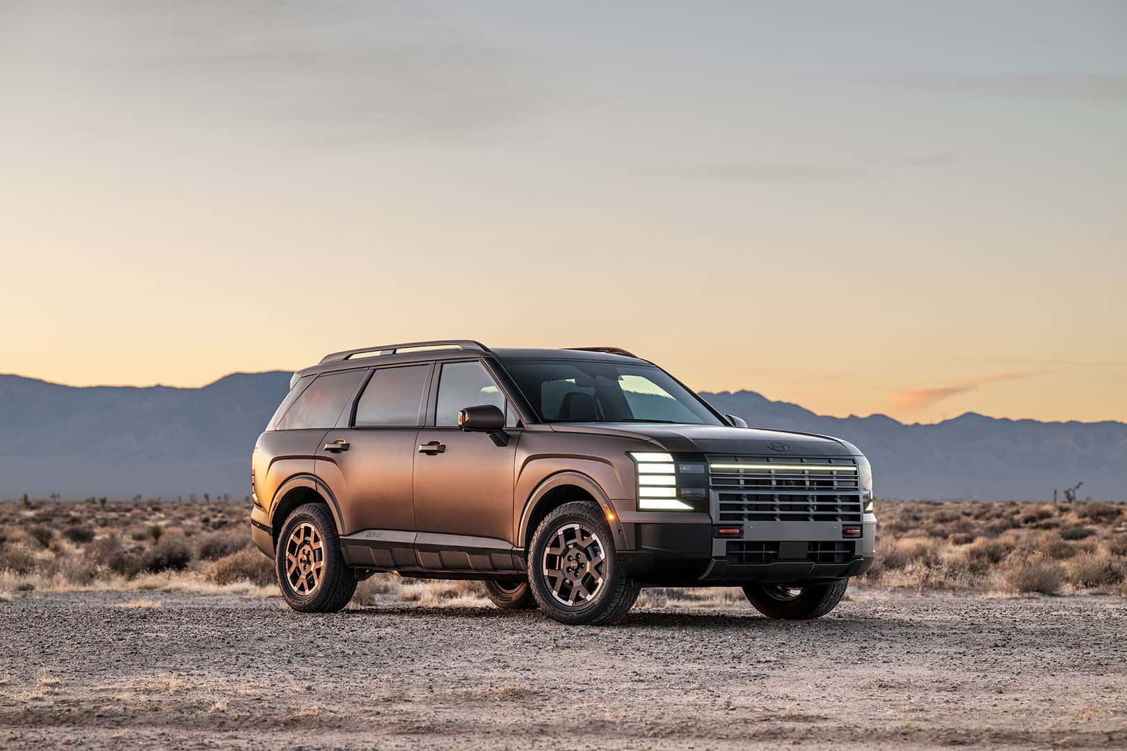 A parked gray 2026 Hyundai Palisade