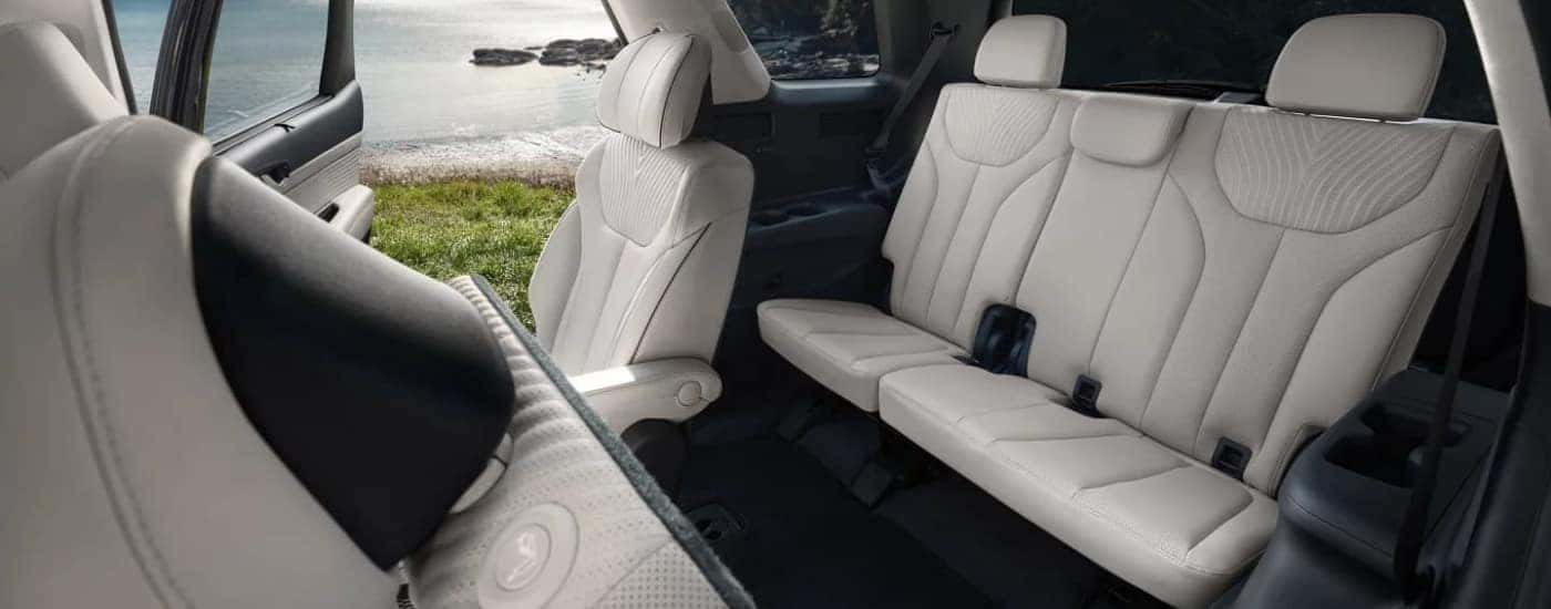 Grey leather seating in a 2023 Hyundai Palisade for sale near you.