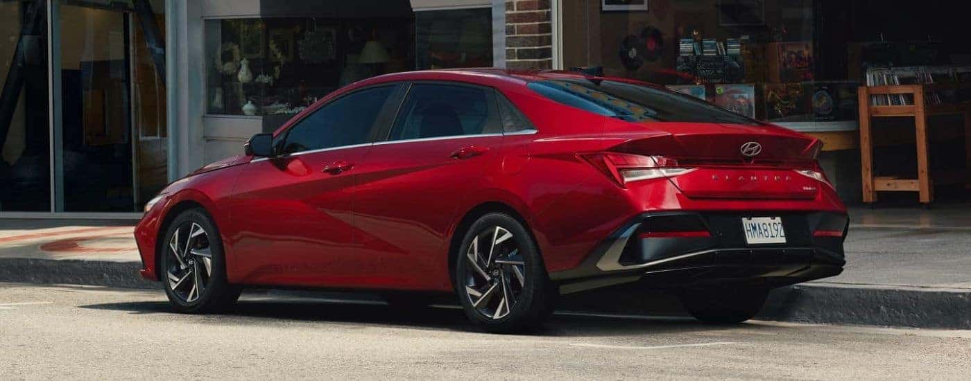 A red used 2024 Hyundai Elantra Limited parked for sale near Altamonte Springs