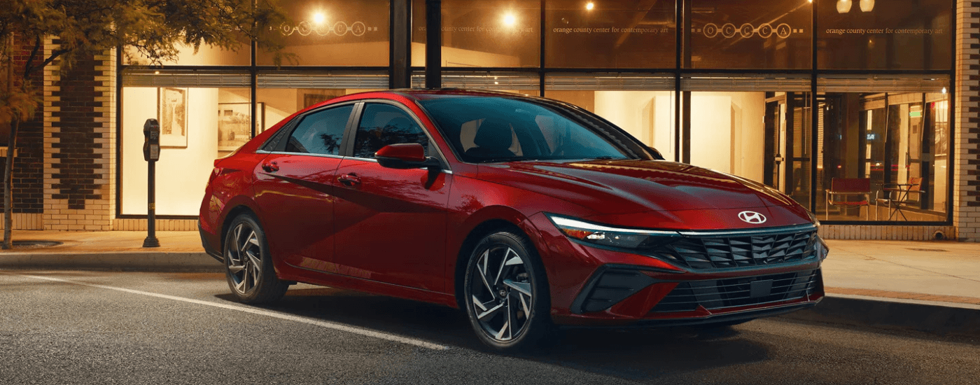 Red 2026 Hyundai Elantra for sale near Orlando parked after a test drive