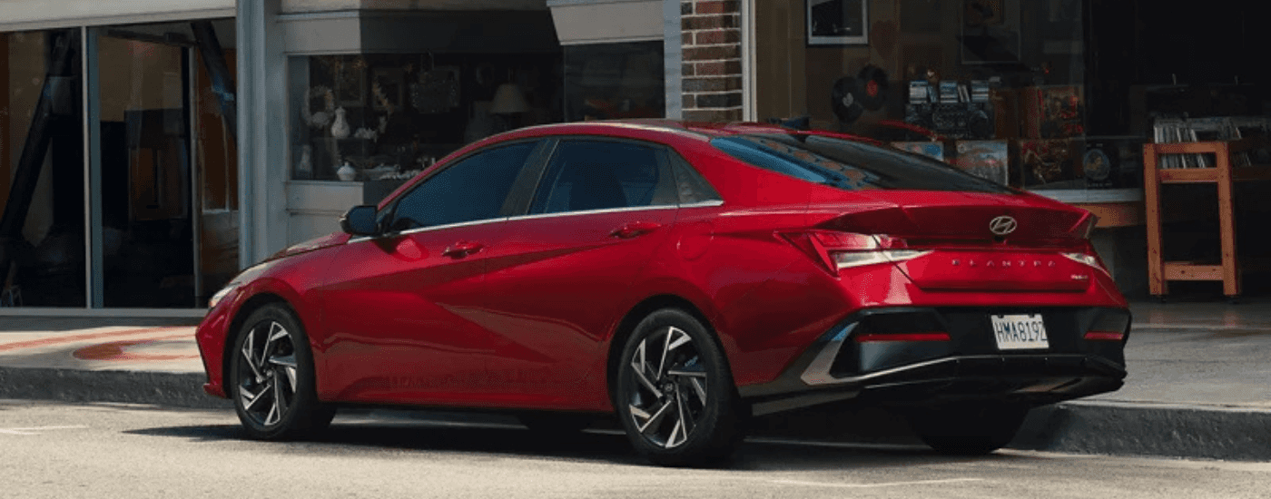 Red 2026 Hyundai Elantra parked on the street