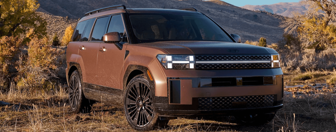 Brown 2026 Hyundai Santa Fe parked off-road