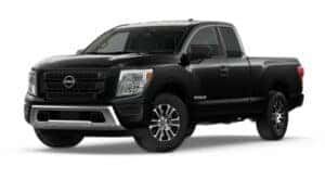 A black 2021 Nissan Titan SV angled left
