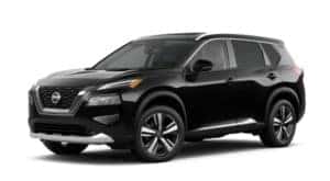 A black 2022 Nissan Rogue angled left