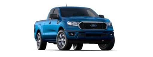 A blue 2022 Ford Ranger XLT is angled right.
