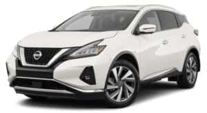 A white 2023 Nissan Murano SL is shown angled left.