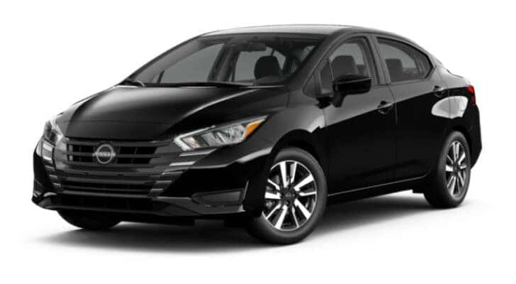 A black 2023 Nissan Versa SR angled left