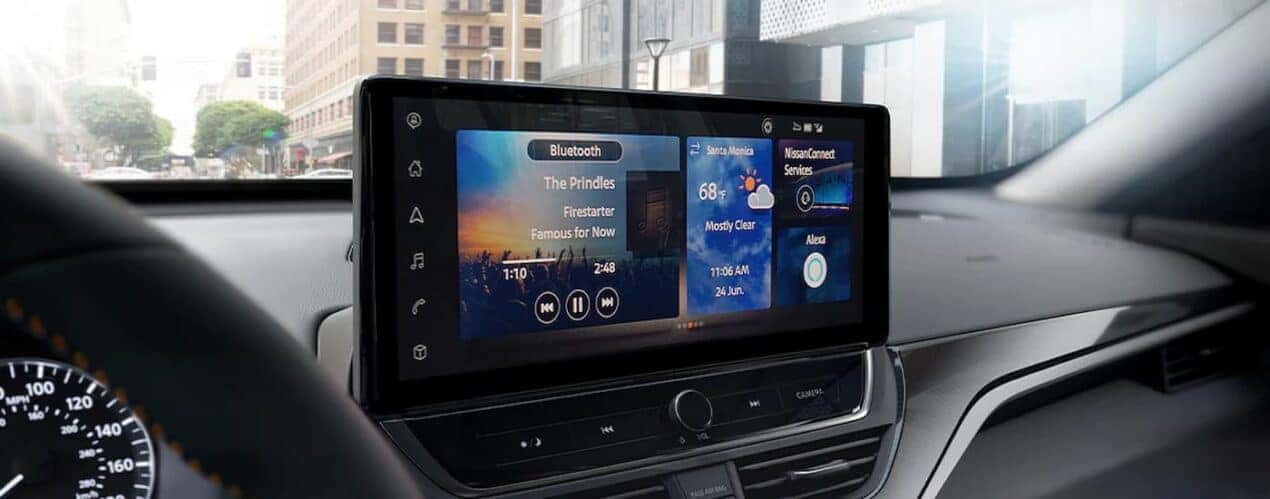A close up of the infotainment screen in a 2024 Nissan Altima.