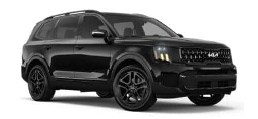 A black 2024 Kia Telluride is angled left.