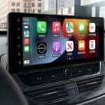 Close-up of the infotainment screen in a 2023 Nissan Altima.