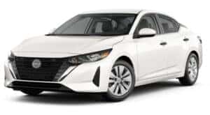 A white 2025 Nissan Sentra is angled left.