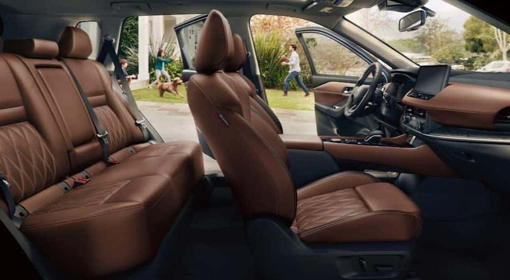 Brown interior in a 2025 Nissan Rogue.