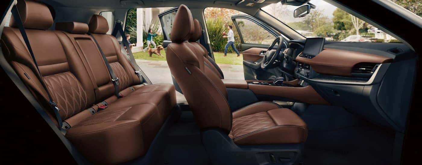 Brown leather interior on a 2025 Nissan Rogue