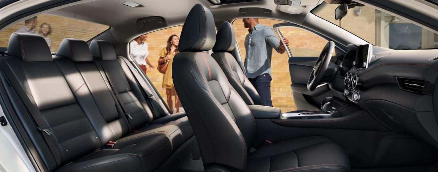 Black leather seating inside a 2025 Nissan Sentra