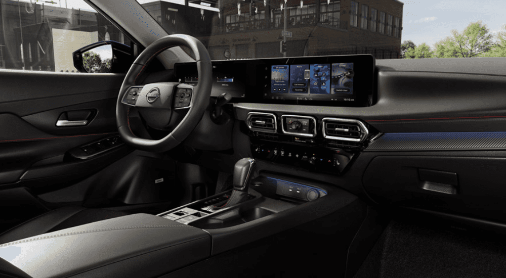 Black interior and infotainment system in a 2026 Nissan Sentra