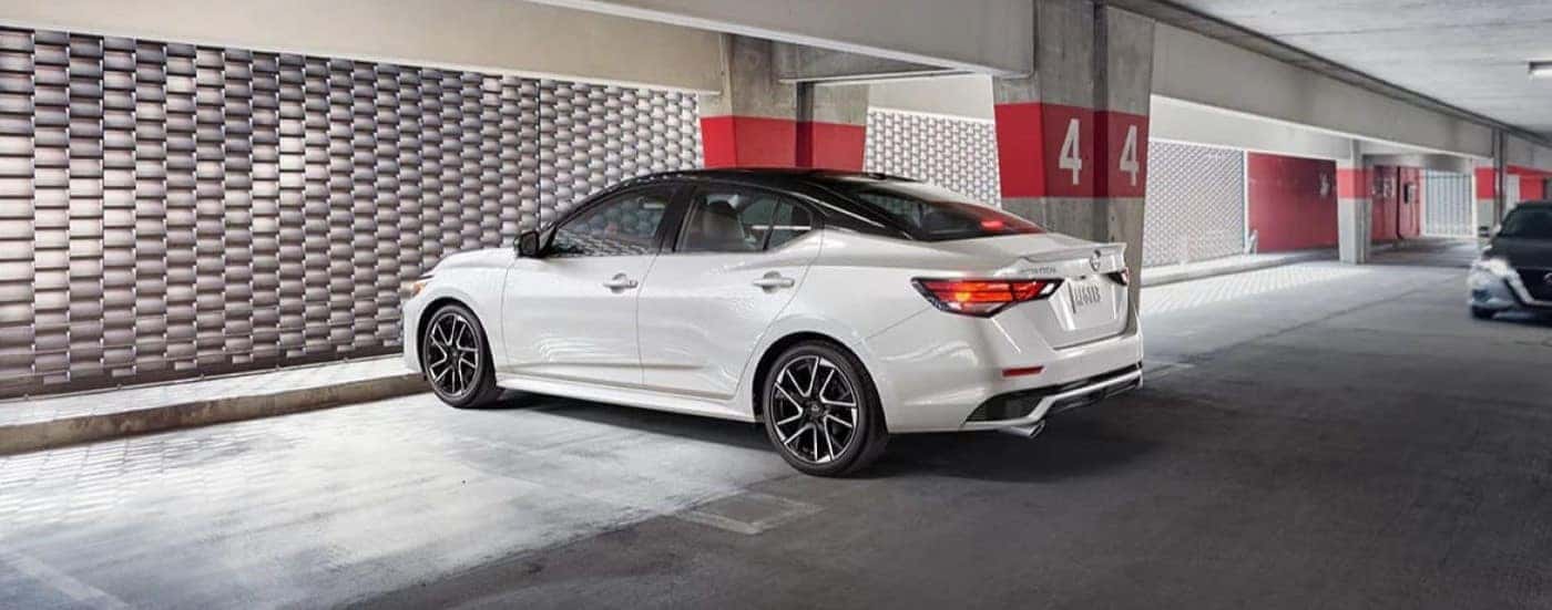 White 2024 Nissan Sentra parked in a garage