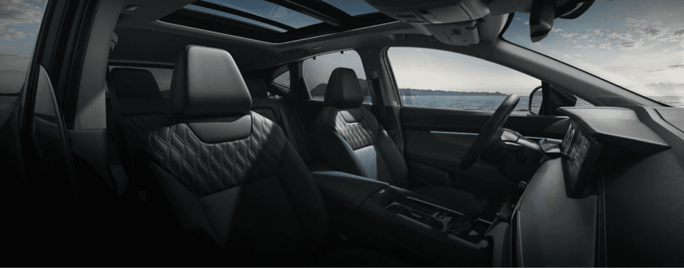 Black leather interior of a 2026 Nissan Murano