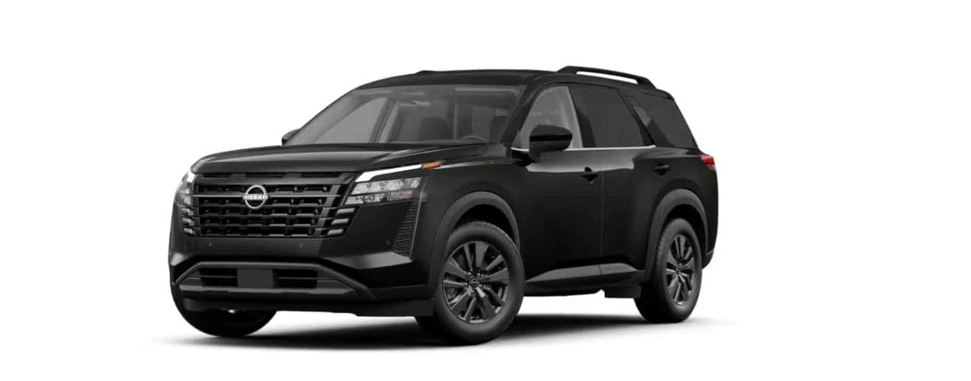A black 2026 Nissan Pathfinder angled left.