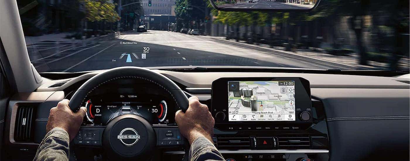 Infotainment and digital gauge cluster on a 2025 Nissan Pathfinder