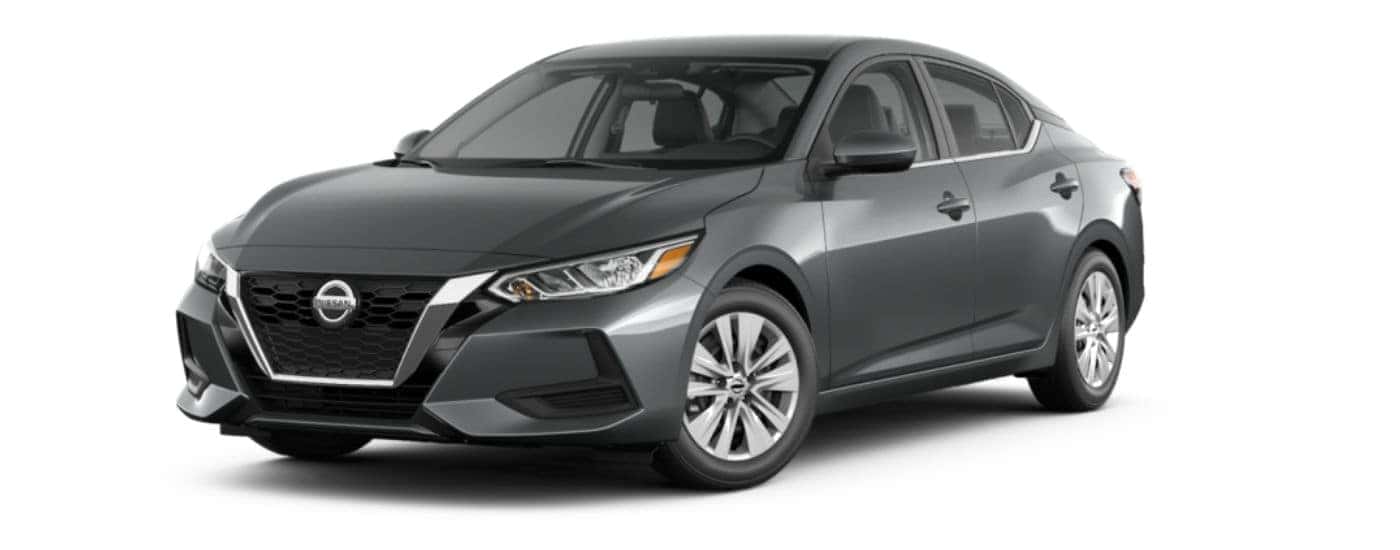 Grey 2021 Nissan Sentra angled left.