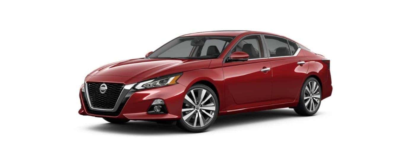 Red 2022 Nissan Altima angled left.