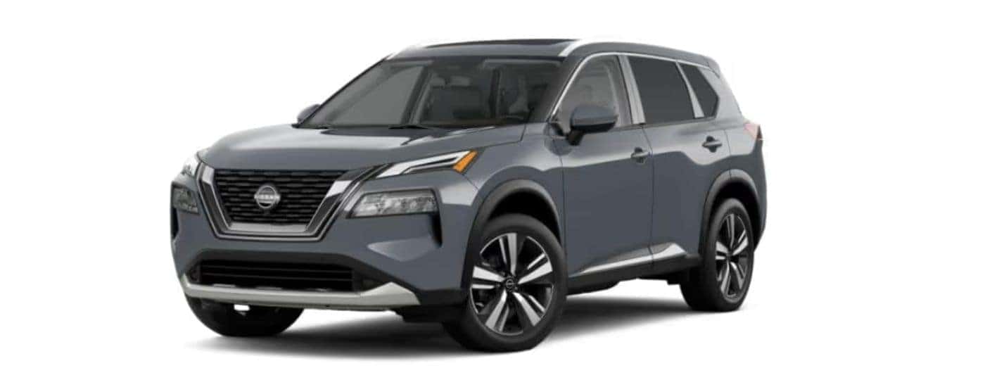 Grey 2023 Nissan Rogue angled left