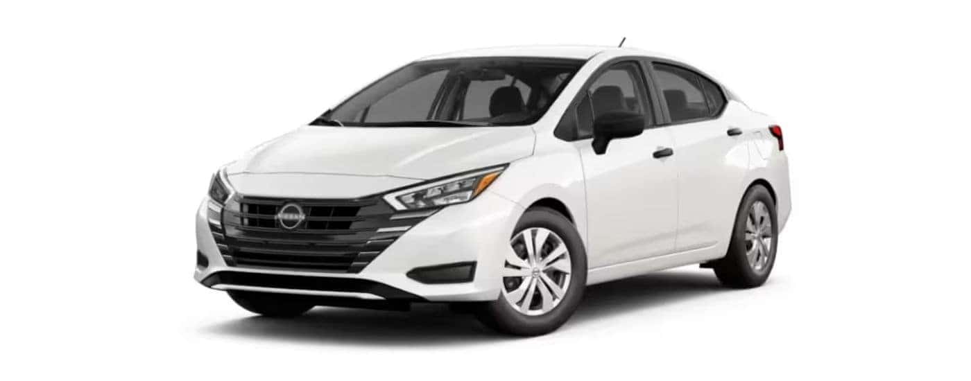 White 2025 Nissan Versa angled left