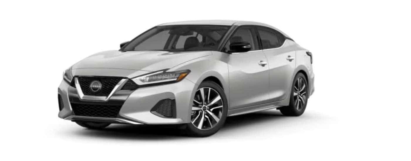 A white 2022 Nissan Maxima with a white background.