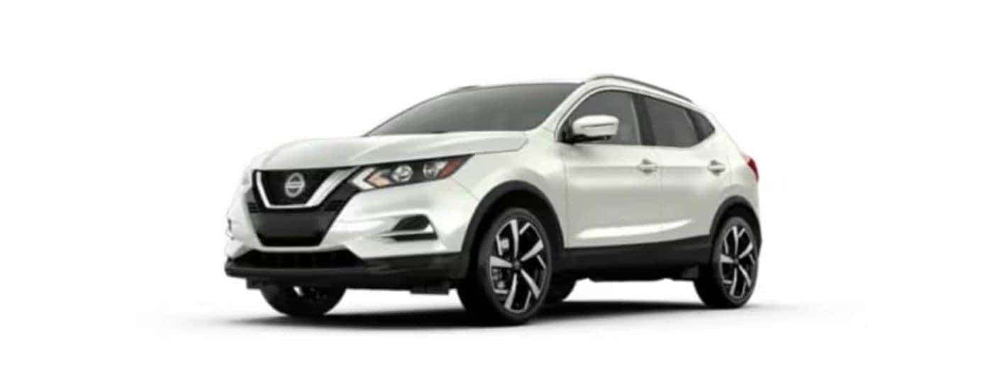 A white 2022 Nissan Rogue Sport with a white background.
