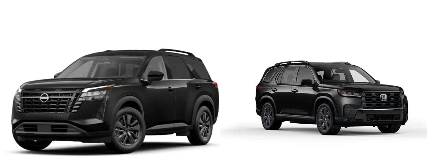A black 2026 Nissan Pathfinder vs a black 2026 Honda Pilot.