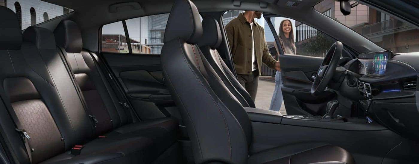 Black and brown seating in a 2026 Nissan Sentra.