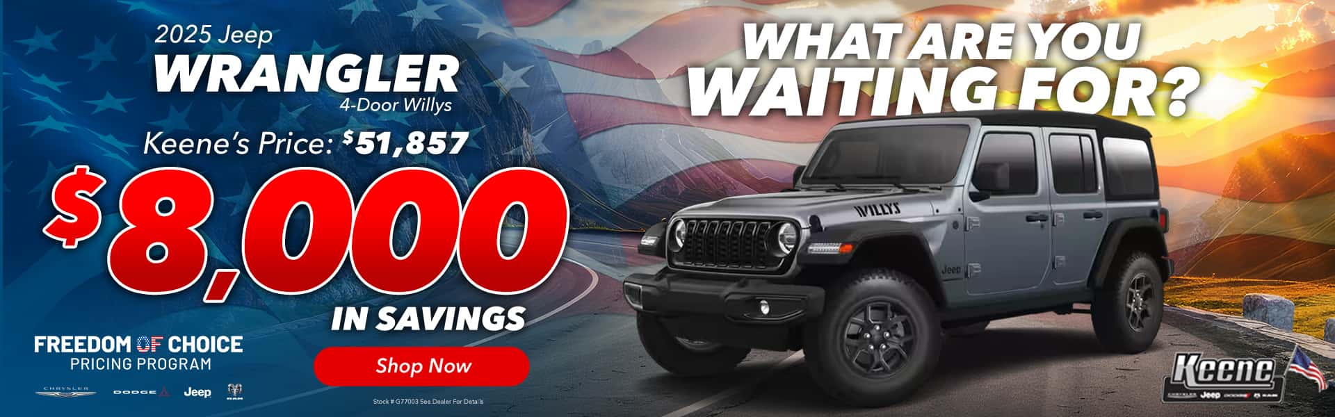Jeep Wrangler $8,000 Off