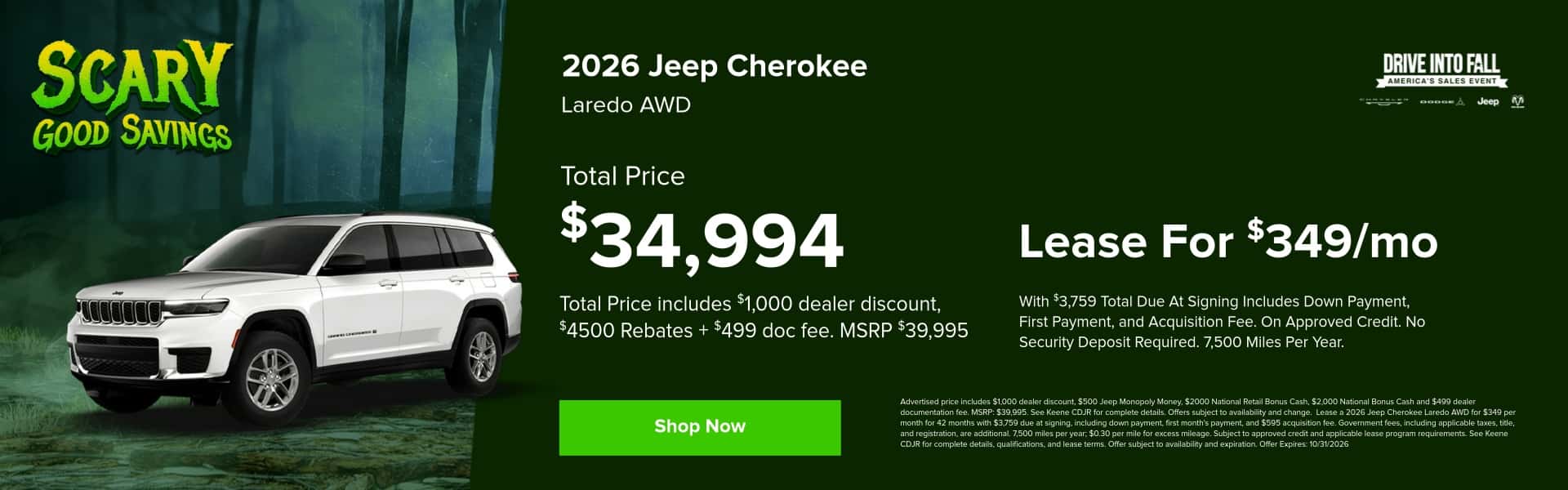 Jeep Cherokee Buy For and Lease Offer