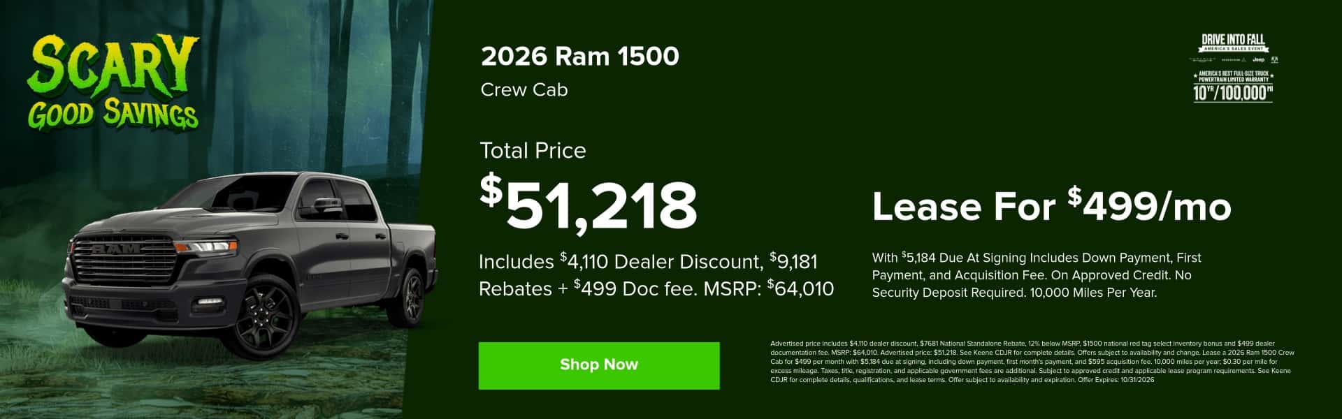 Ram 1500 buy for and lease offer