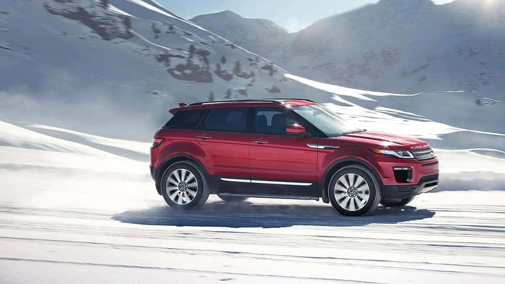 2019 Range Rover Evoque driving through snow
