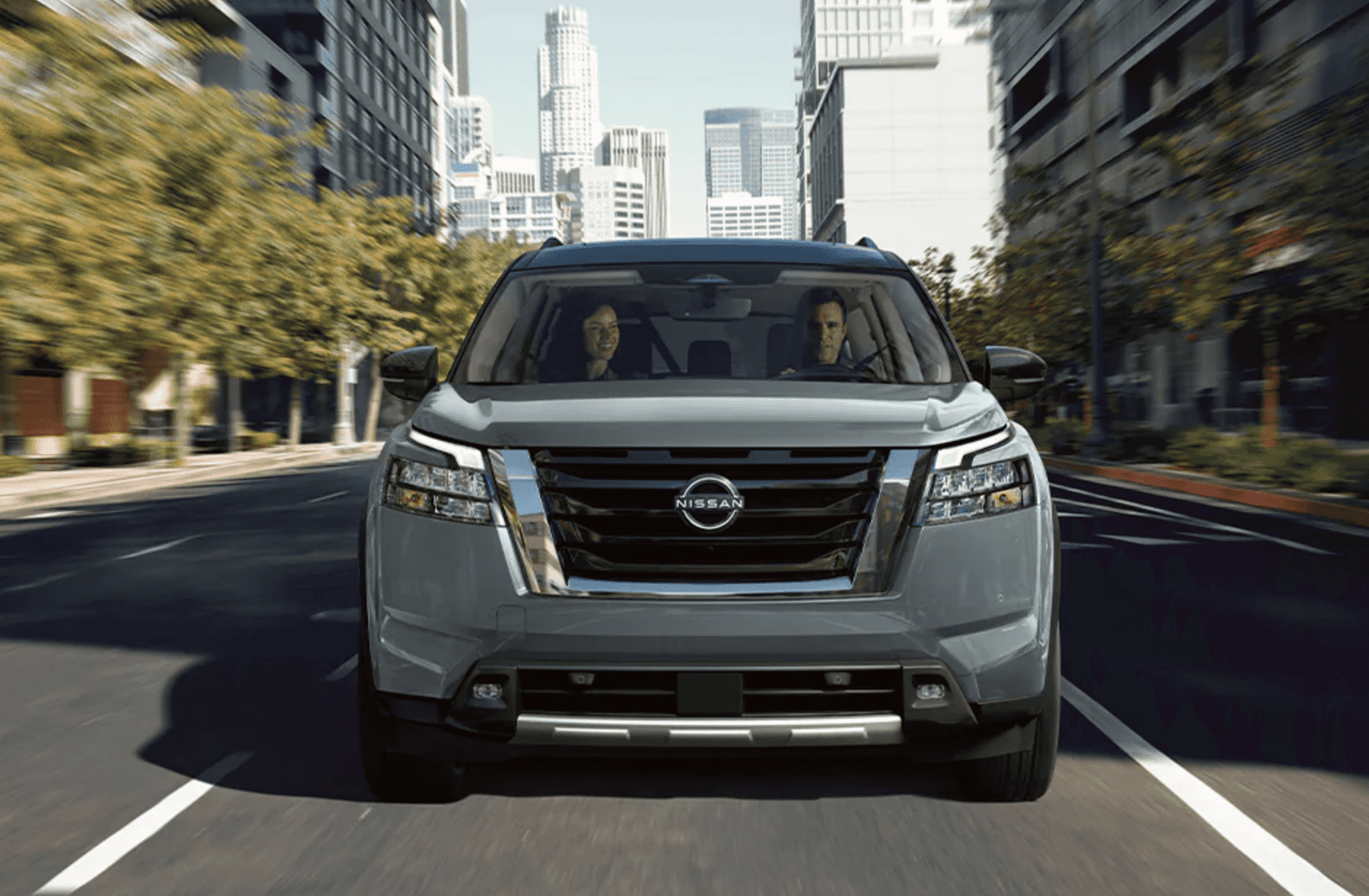 Two people in a 2025 Nissan Pathfinder