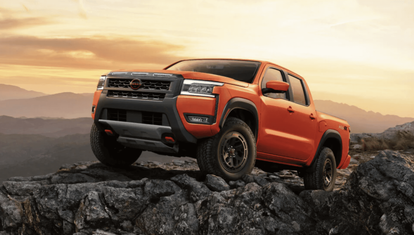 New Nissan Frontier parked at the top of a cliff