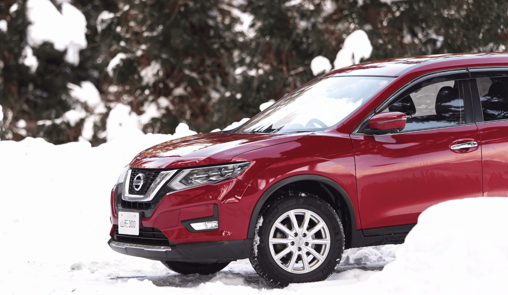 Nissan parked in the snow