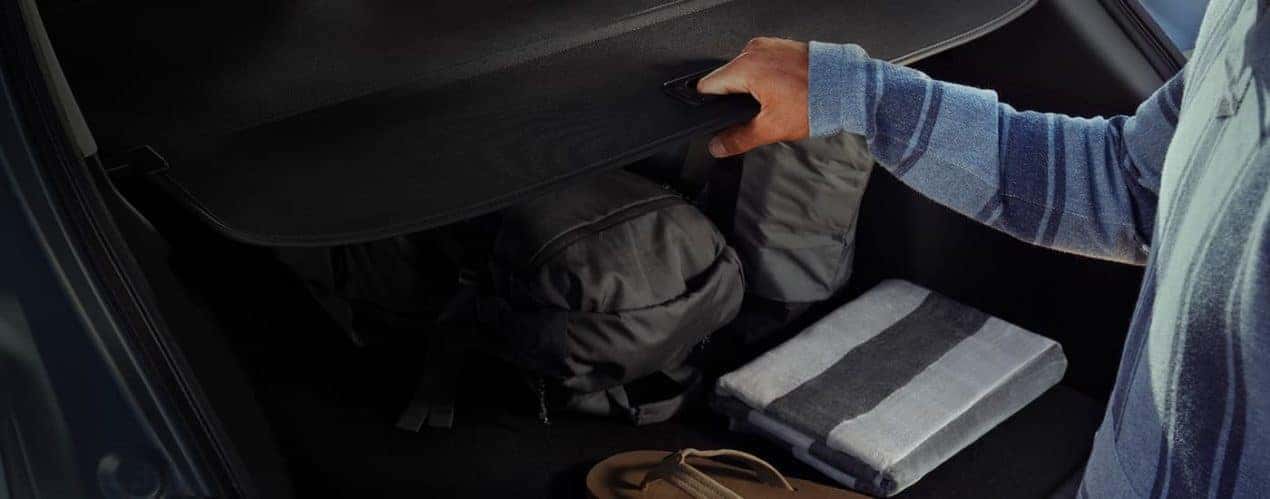 A close up shows cargo in the trunk of a 2023 Mazda CX-50.